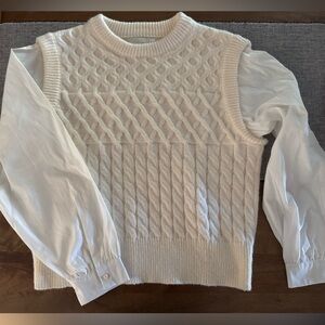 Pinch Cream Cable Knit Crewneck Sweater